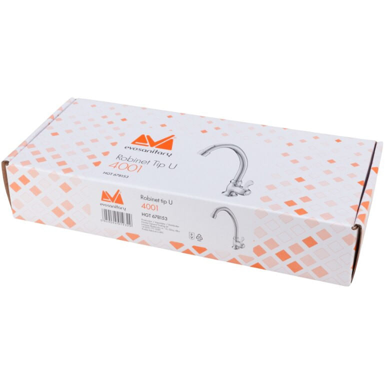Baterie robinet apa rece Evosanitary 678153 Tip U 4001 , cartus ceramic, Crom