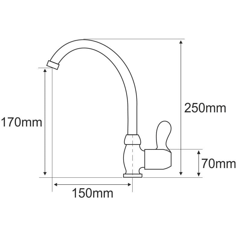 Baterie robinet apa rece Evosanitary 678153 Tip U 4001 , cartus ceramic, Crom - 1 | YEO