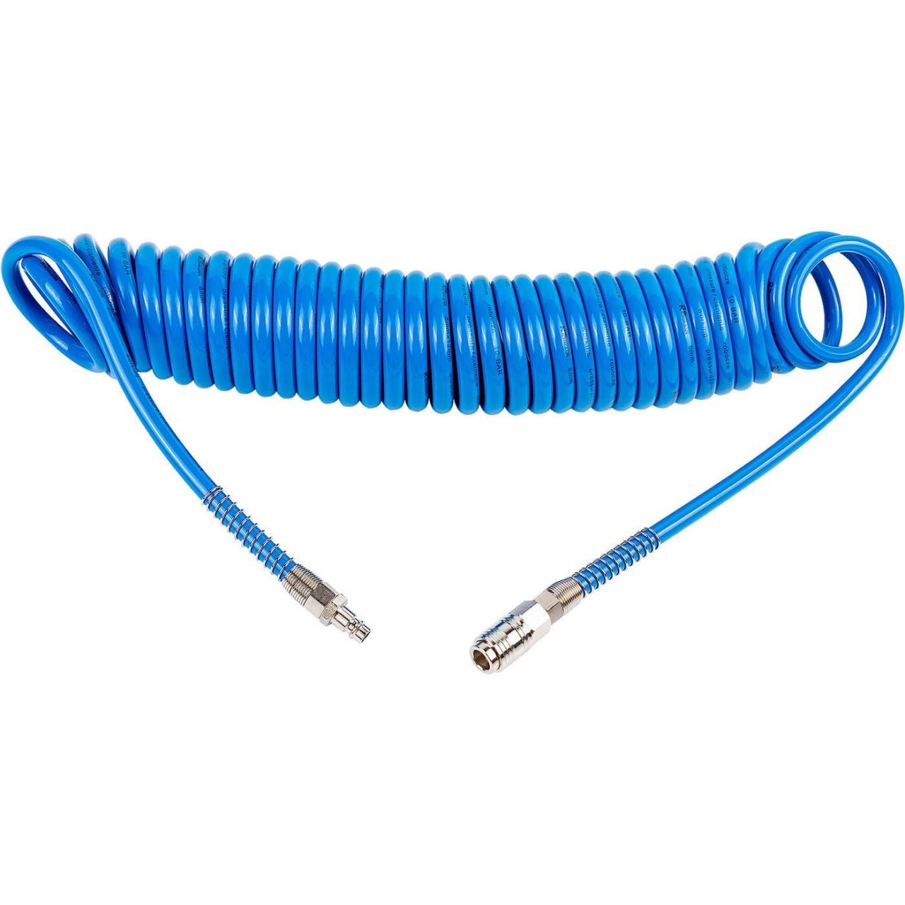 Furtun aer/presiune, spiralat, PU, albastru, 8x5 mm, 10 bar, 10 m, Richmann — imaginea 4