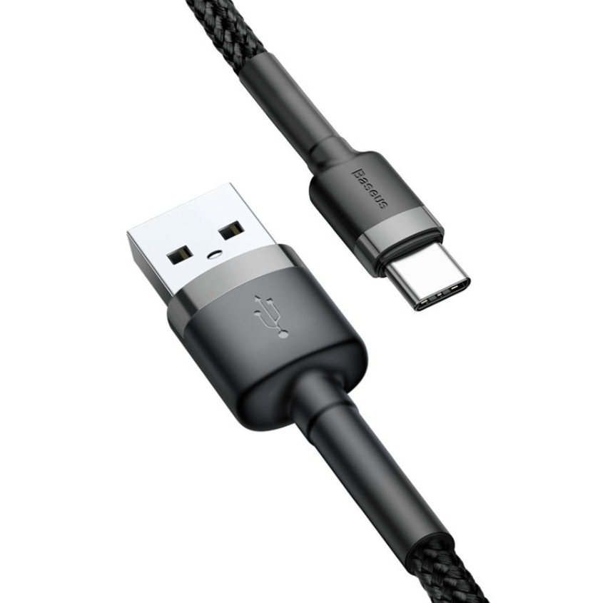 Cablu de date/incarcare Baseus Cafule Series, conector USB la conector USB Type C, 2A, lungime 3m, culoare negru-gri