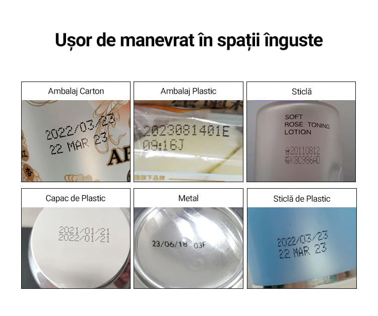 Imprimanta Portabila de Mana cu Cerneala, Imprimare Logo, Pentru Suprafete Multiple, Dimensiuni Imprimare 2-12.7mm, Roz - 4 | YEO