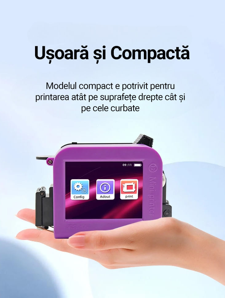 Imprimanta Portabila de Mana cu Cerneala, Imprimare Logo, Pentru Suprafete Multiple, Dimensiuni Imprimare 2-12.7mm, Roz