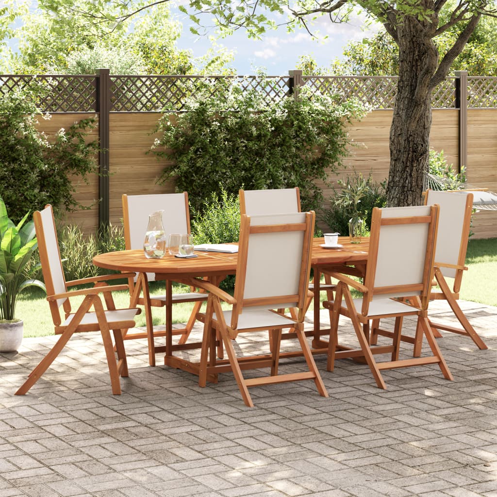 Set mobilier de gradina, 7 piese, lemn masiv acacia/textilena — imaginea 2