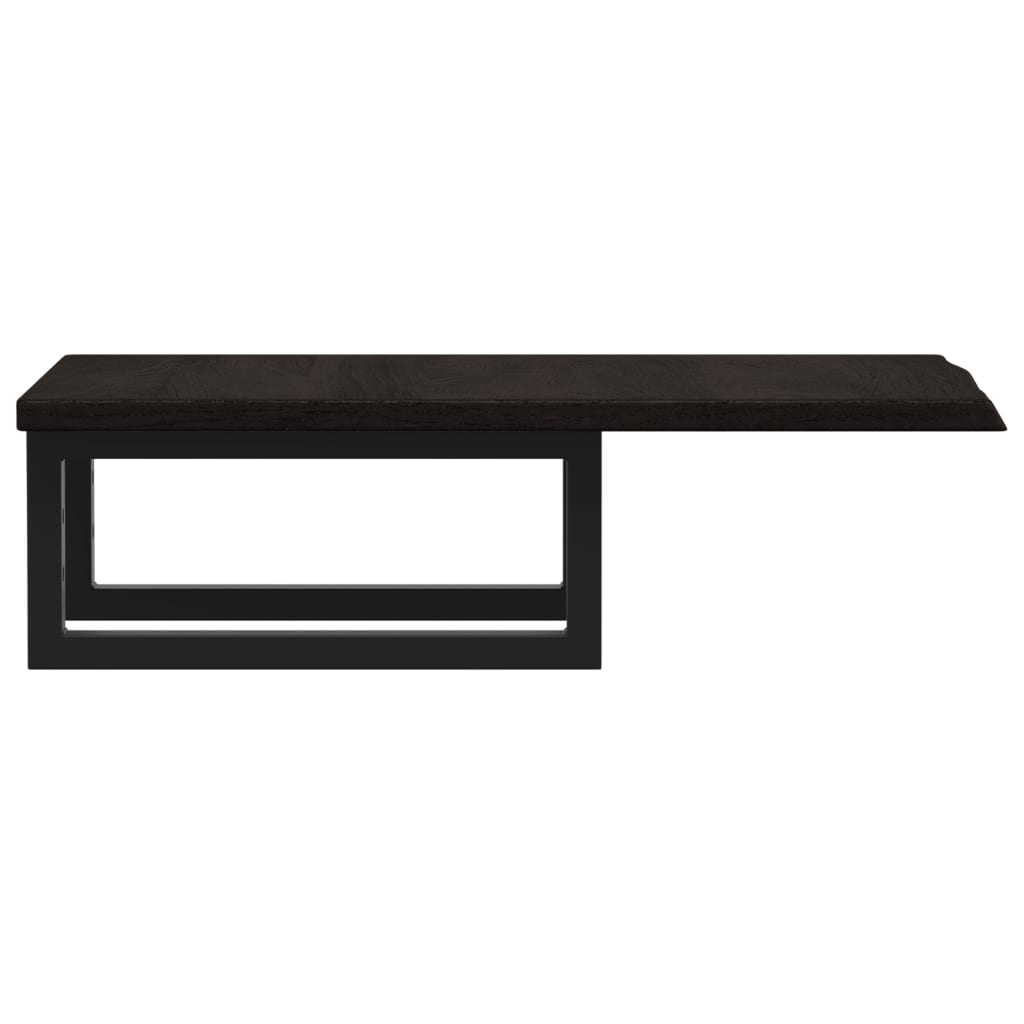 Raft pentru lavoar montat pe perete, otel și lemn masiv stejar, maro închis și negru, mărime 40x60x2 cm, model dreptunghiular — imaginea 5