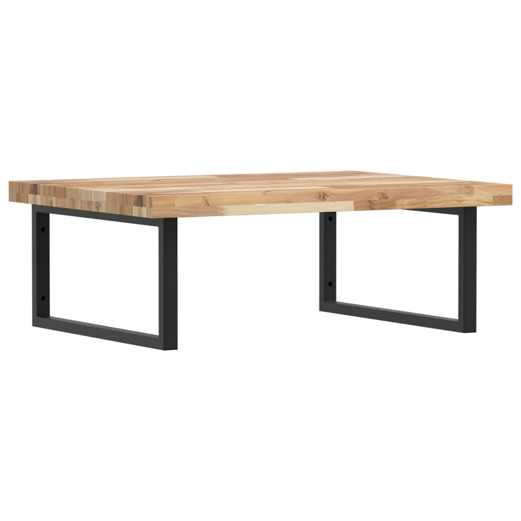Raft pentru lavoar montat pe perete, otel și lemn masiv acacia, maro și negru, mărime 100x60x4 cm, model dreptunghiular