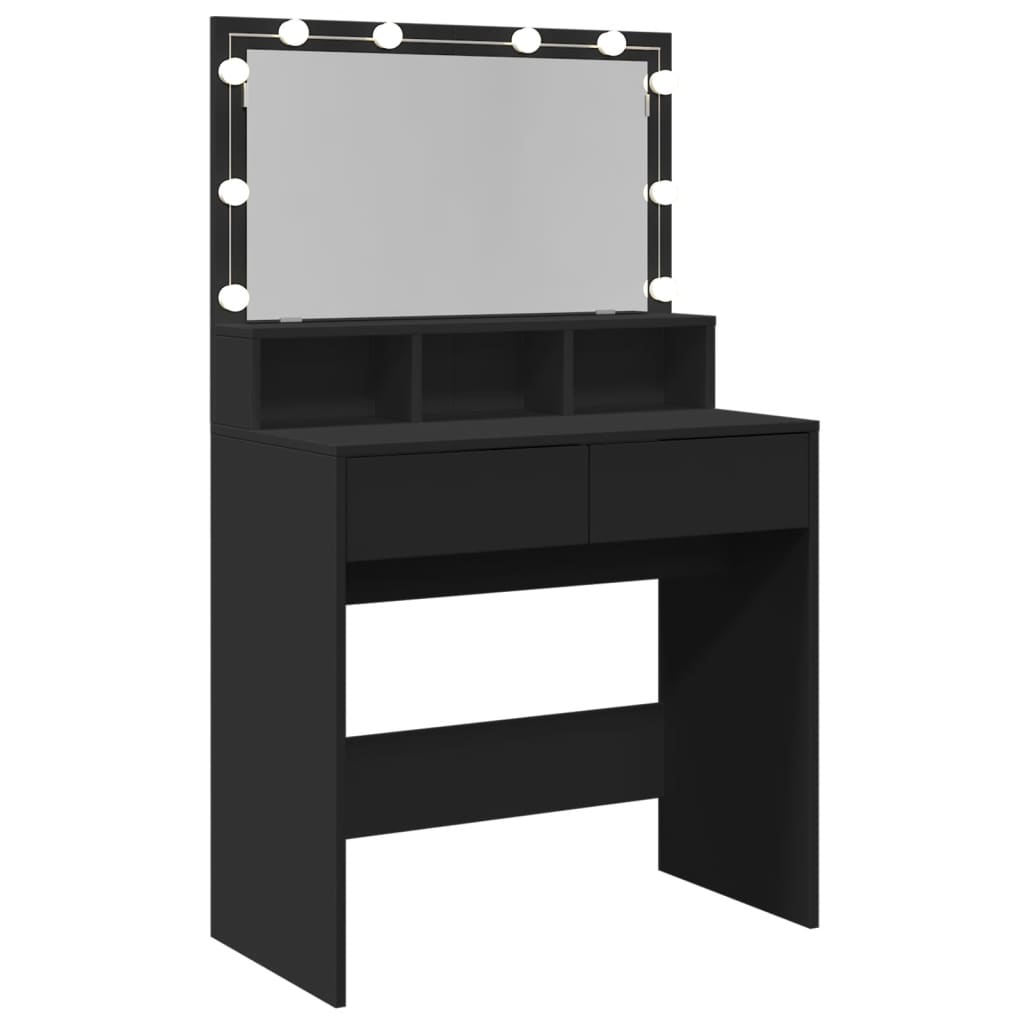 Masa de toaleta cu LED, negru, 80x41x134,5 cm — imaginea 8