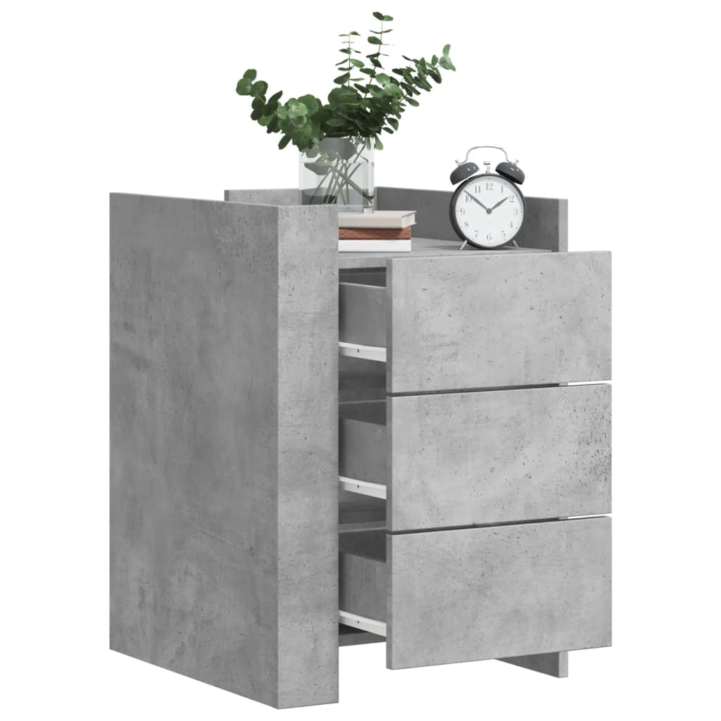 Noptiera, gri beton, 45x50x65 cm, lemn prelucrat — imaginea 2