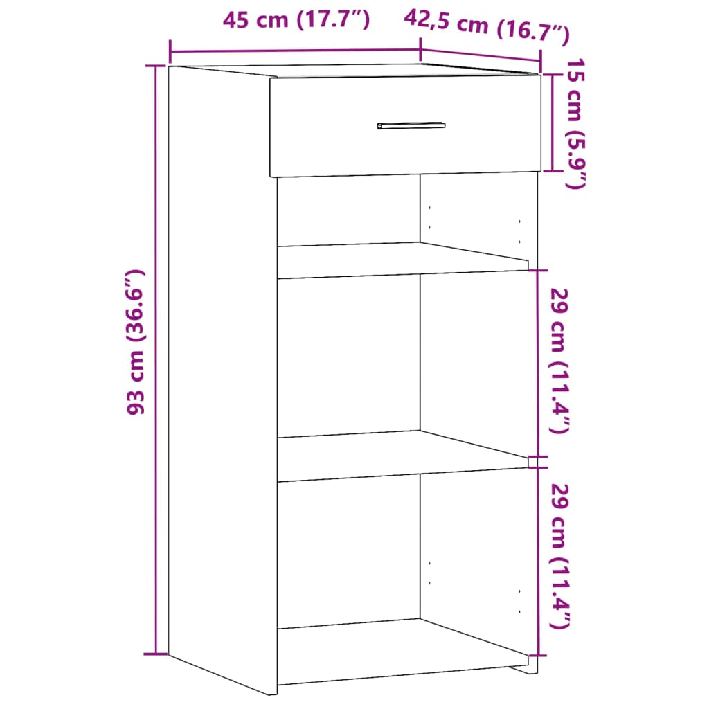 Dulap, gri beton, 45x42,5x93 cm, lemn prelucrat — imaginea 10