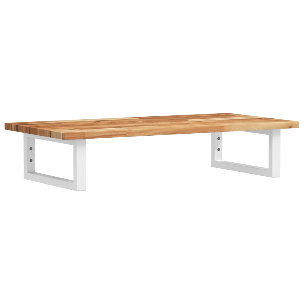 Raft pentru lavoar montat pe perete, otel și lemn masiv acacia, maro închis și alb, mărime 100x40x2 cm, model dreptunghiular