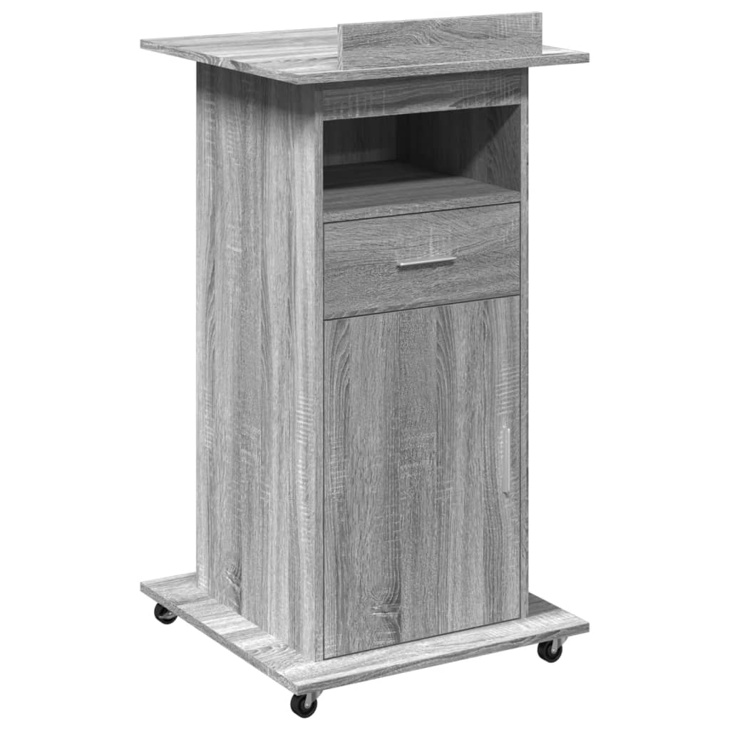 Pupitru cu roti si sertar sonoma gri 55x55x107cm lemn prelucrat