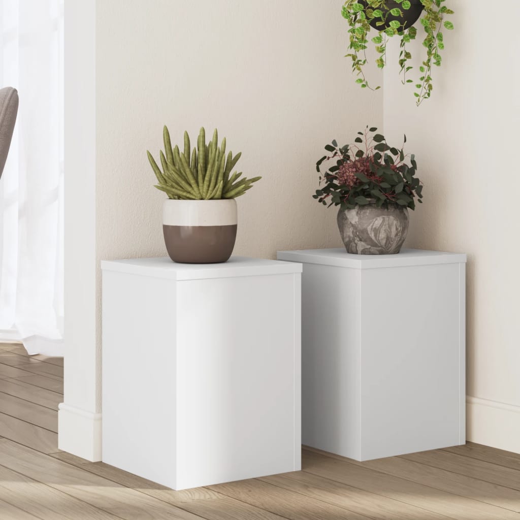 Suporturi de plante, 2 buc., alb, 25x25x35 cm, lemn prelucrat — imaginea 2