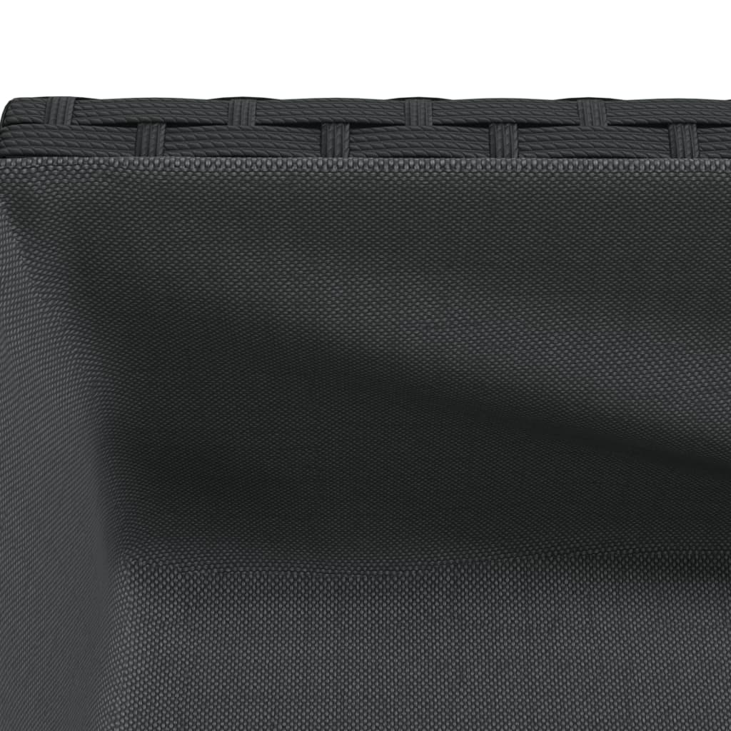 Jardiniera de gradina cu raft, negru, poliratan, mărime 70x28x70 cm — imaginea 9
