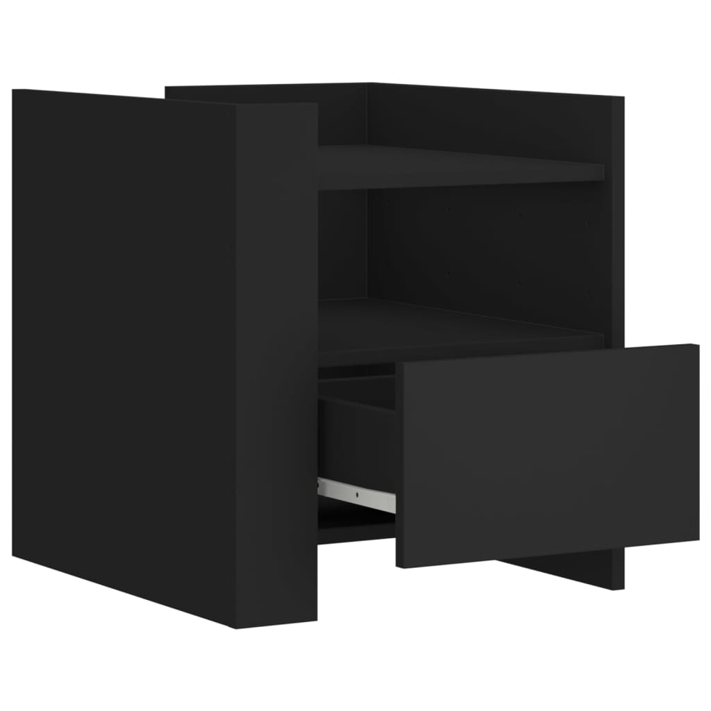 Noptiera, negru, 45x50x50 cm, lemn prelucrat — imaginea 7