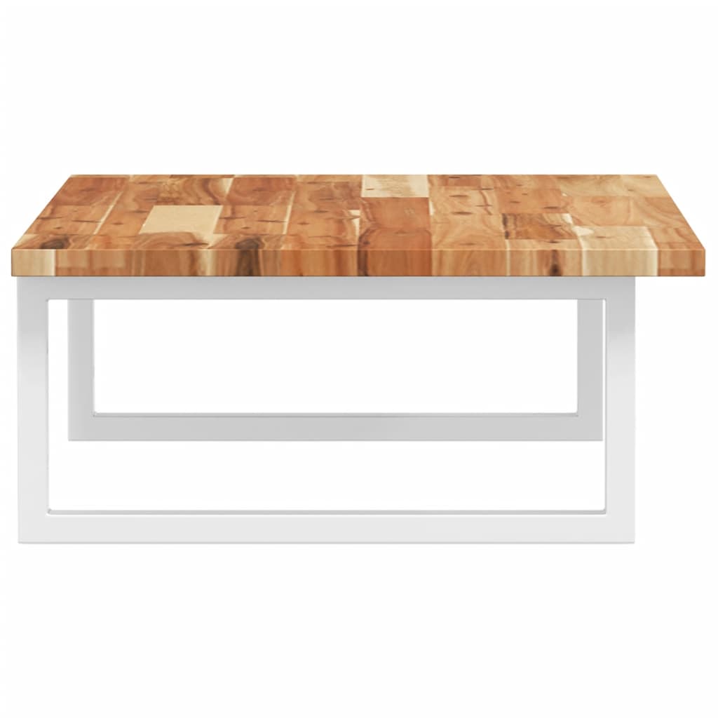 Raft pentru lavoar montat pe perete, otel și lemn masiv acacia, maro închis și alb, mărime 60x50x2 cm, model dreptunghiular — imaginea 5