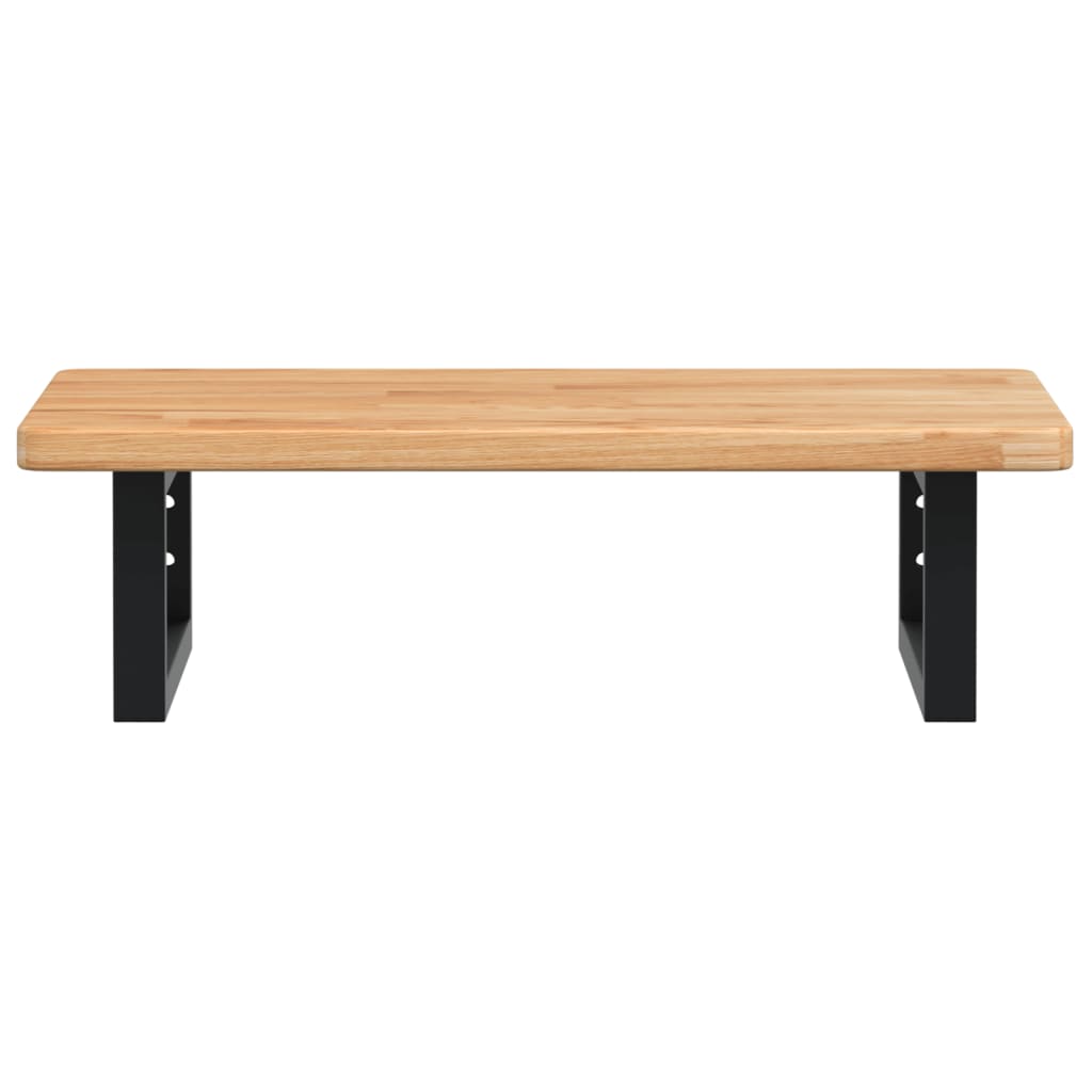 Raft pentru lavoar montat pe perete, otel și lemn masiv stejar, maro deschis și negru, mărime 60x40x2.5 cm, model dreptunghiular — imaginea 4
