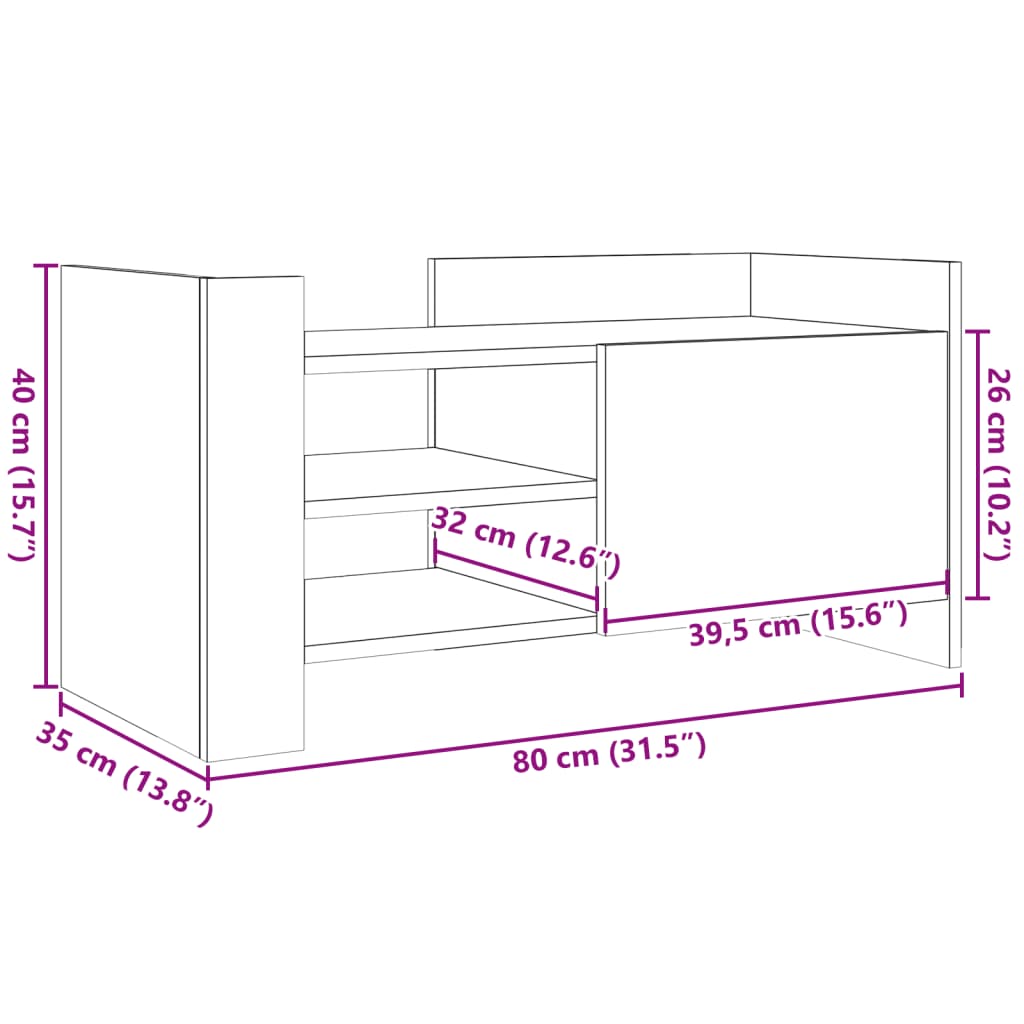 Comoda TV, negru, 80x35x40 cm, lemn prelucrat — imaginea 11