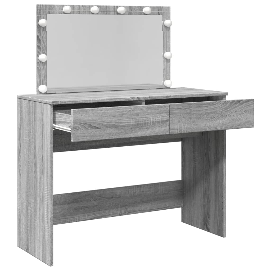 Masa de toaleta cu LED, sonoma gri, 100x40x120 cm — imaginea 9