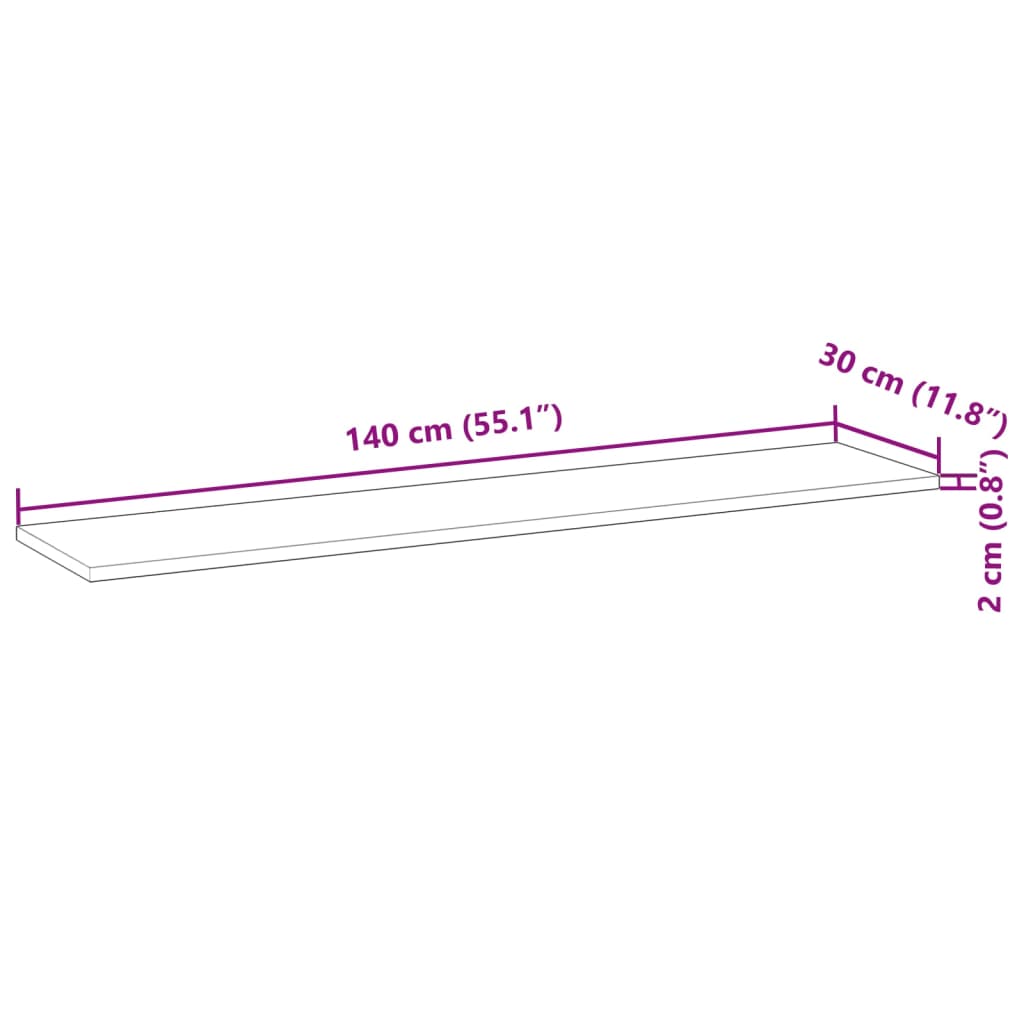 Rafturi suspendate 3 buc. 140x30x2cm lemn masiv acacia netratat — imaginea 9