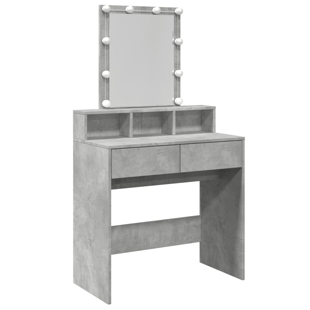 Masa de toaleta cu LED, gri beton, 80x41x144,5 cm