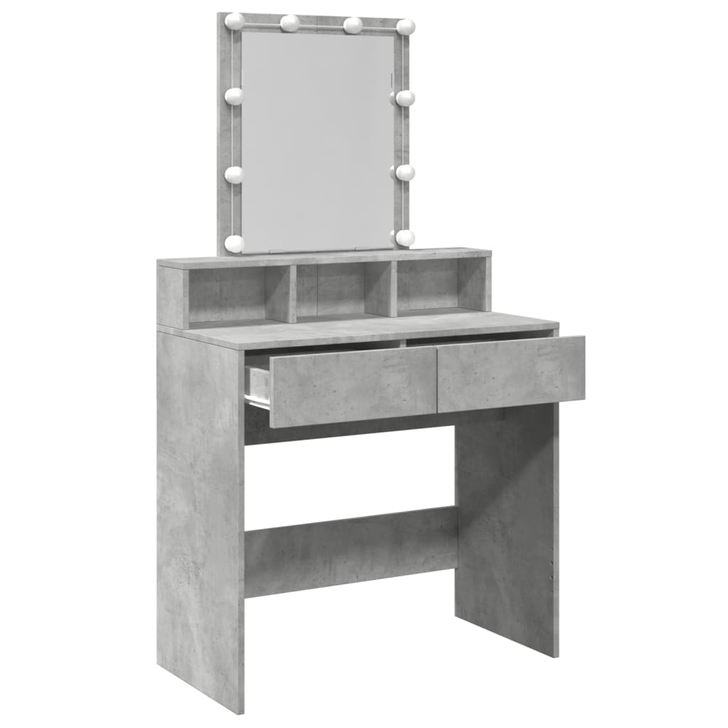 Masa de toaleta cu LED, gri beton, 80x41x144,5 cm — imaginea 9