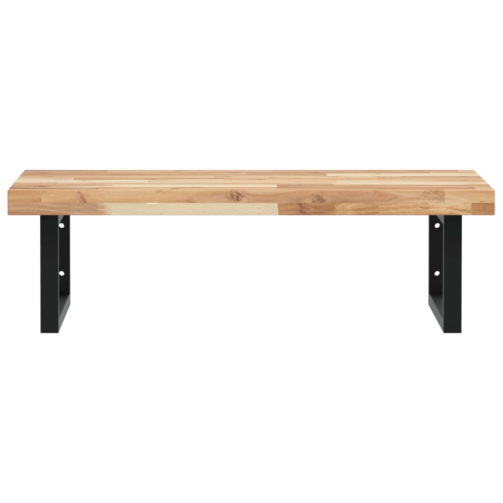 Raft pentru lavoar montat pe perete, otel și lemn masiv acacia, maro și negru, mărime 100x50x4 cm, model dreptunghiular — imaginea 4