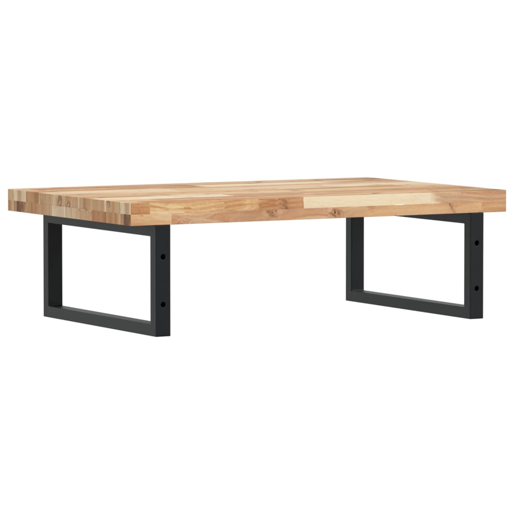 Raft pentru lavoar montat pe perete, otel și lemn masiv acacia, maro și negru, mărime 100x50x4 cm, model dreptunghiular — imaginea 6