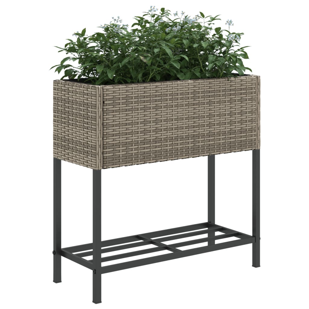Jardiniera de gradina cu raft, poliratan, mărime 70x28x70 cm — imaginea 4