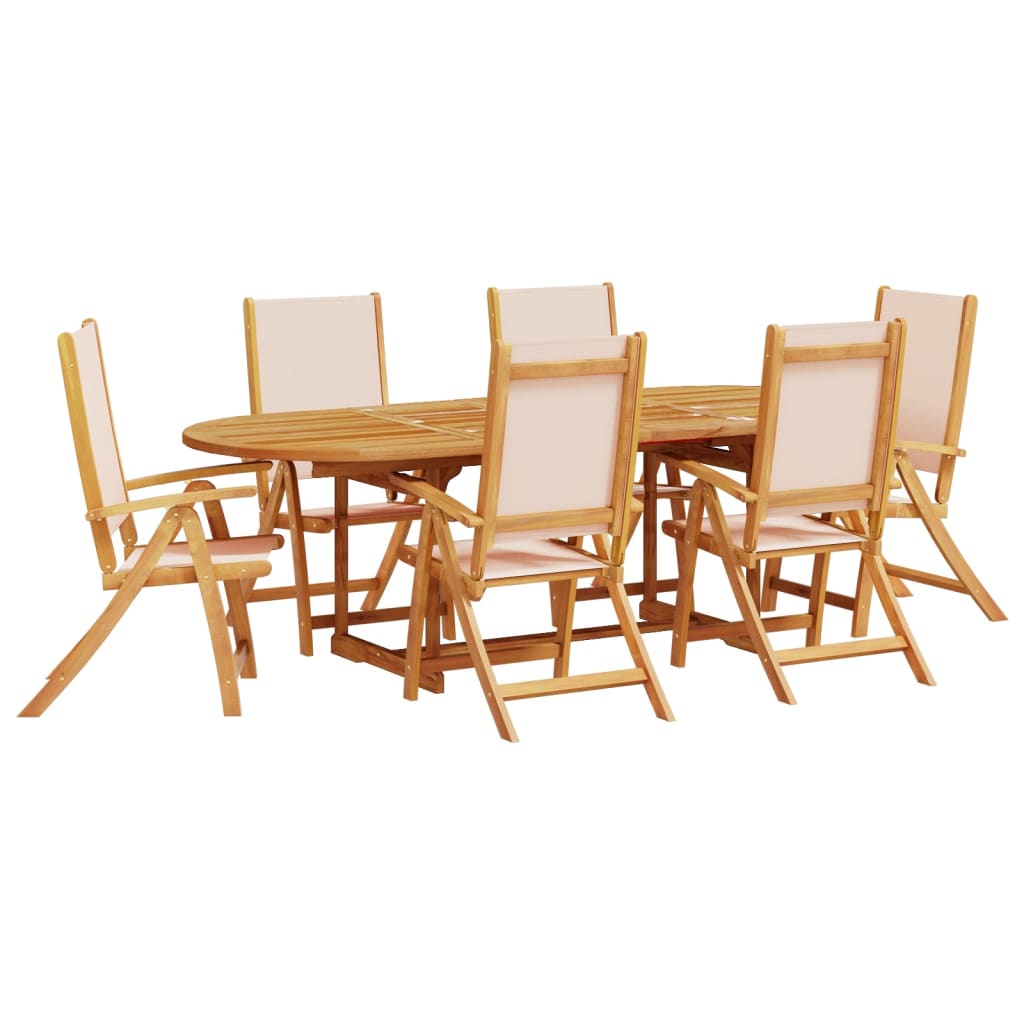 Set mobilier de gradina, 7 piese, lemn masiv acacia/textilena