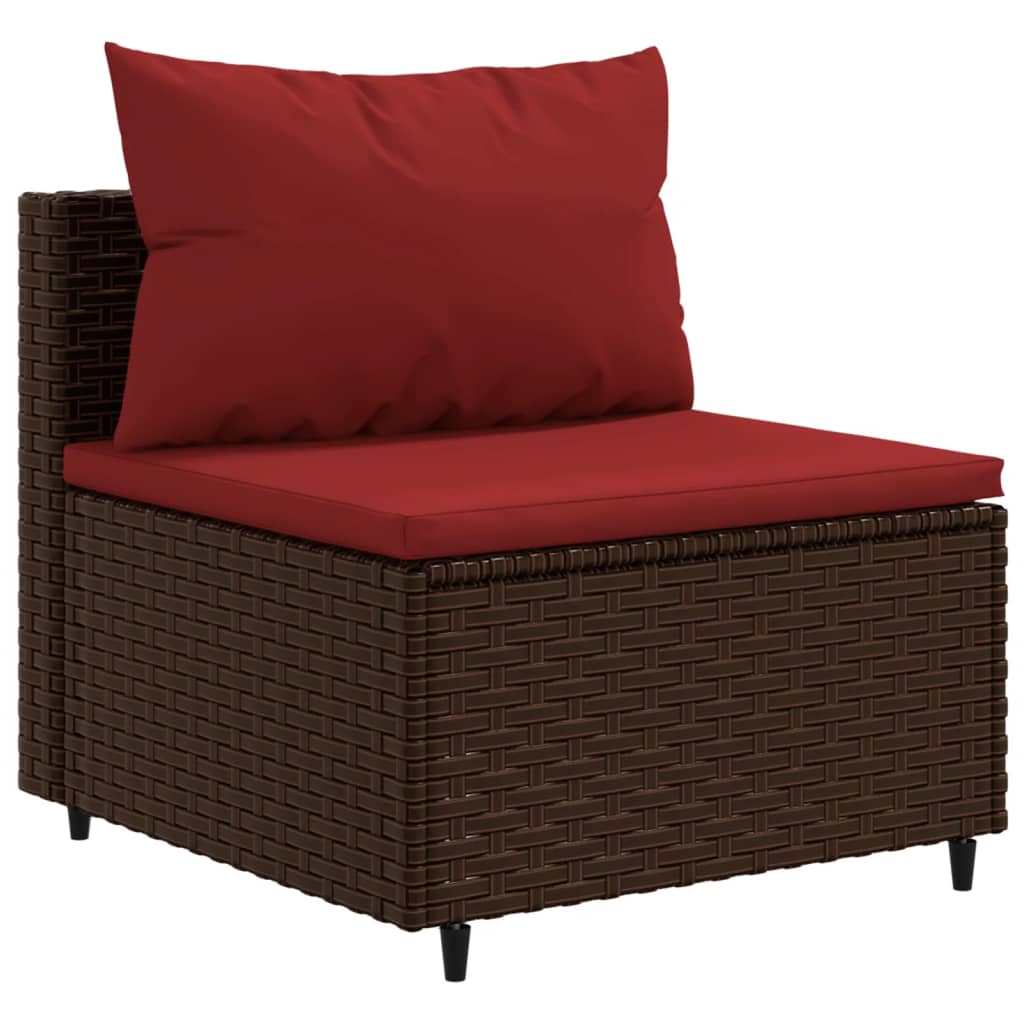 Set canapele de gradina cu perne, 7 piese, maro, poliratan — imaginea 4