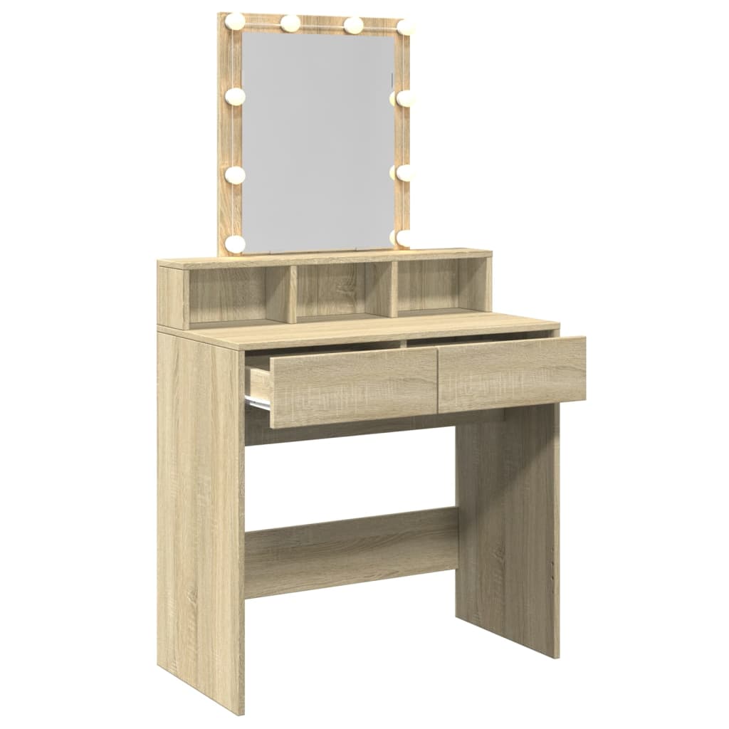 Masa de toaleta cu LED, stejar sonoma, 80x41x144,5 cm — imaginea 8