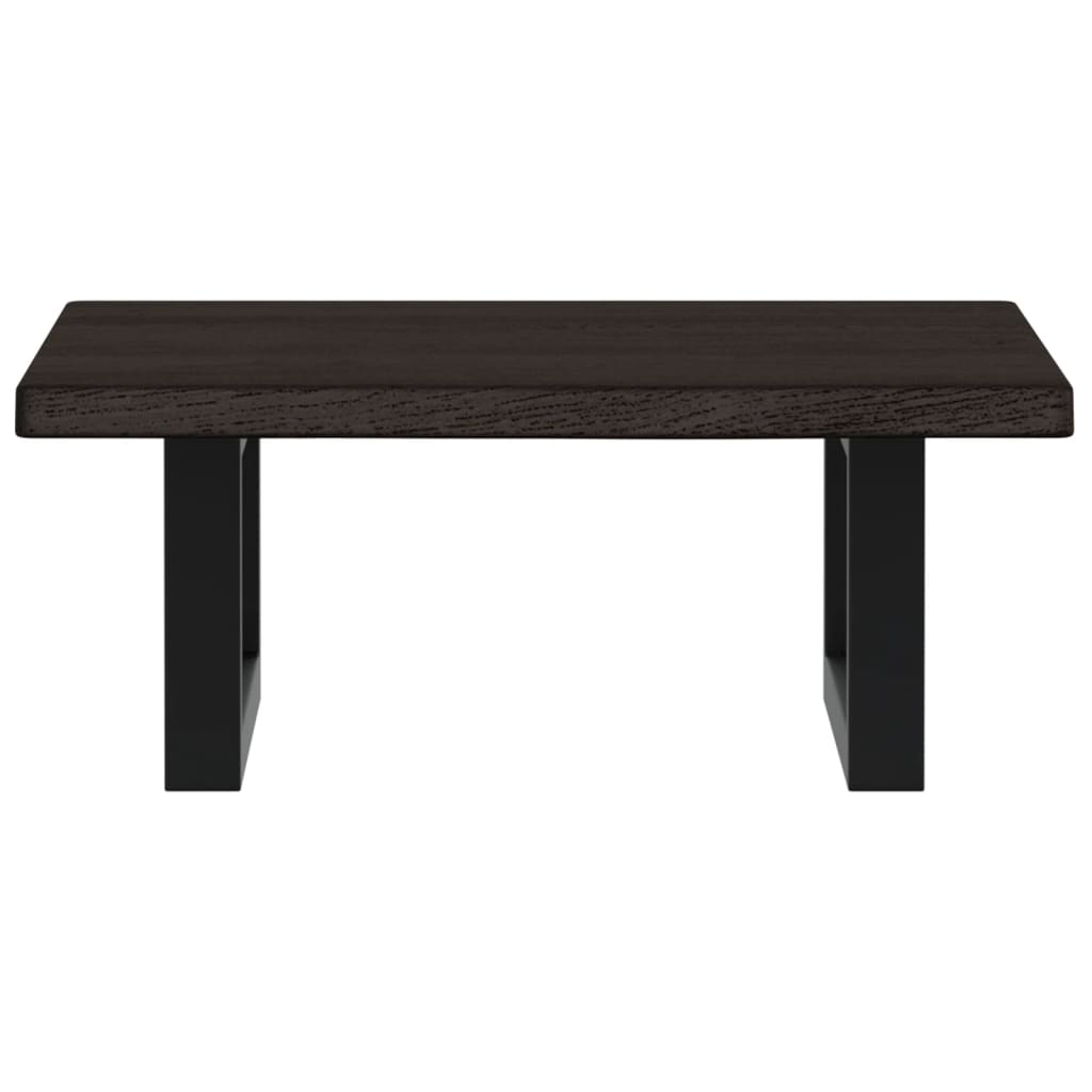 Raft pentru lavoar montat pe perete, otel și lemn masiv stejar, maro închis și negru, mărime 40x50x2 cm, model dreptunghiular — imaginea 4