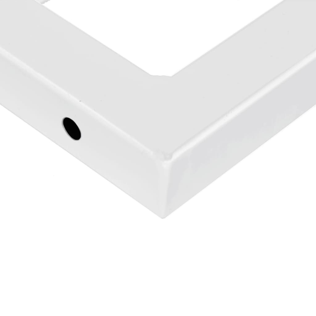 Raft pentru lavoar montat pe perete, otel și lemn masiv acacia, maro și alb, mărime 100x50x4 cm, model dreptunghiular — imaginea 9