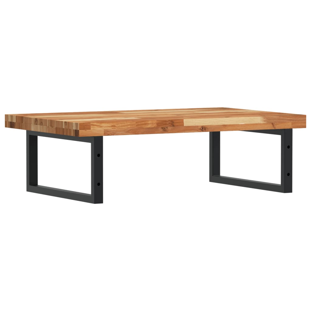 Raft pentru lavoar montat pe perete, otel si lemn masiv acacia, maro inchis si negru, marime 100x50x4 cm, model dreptunghiular — imaginea 6