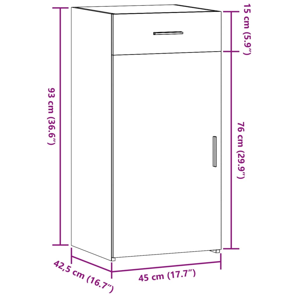 Dulap, gri beton, 45x42,5x93 cm, lemn prelucrat — imaginea 11