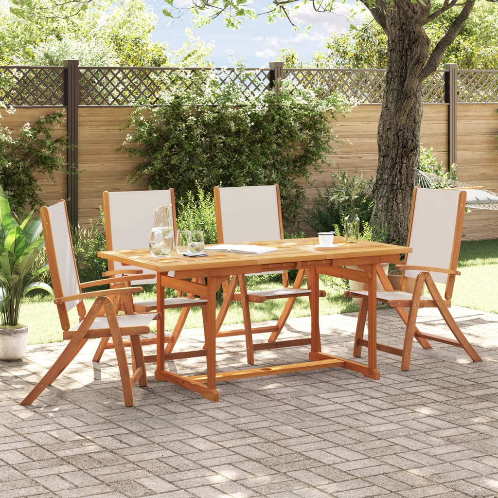 Set mobilier de gradina, 5 piese, lemn masiv acacia/textilena — imaginea 2