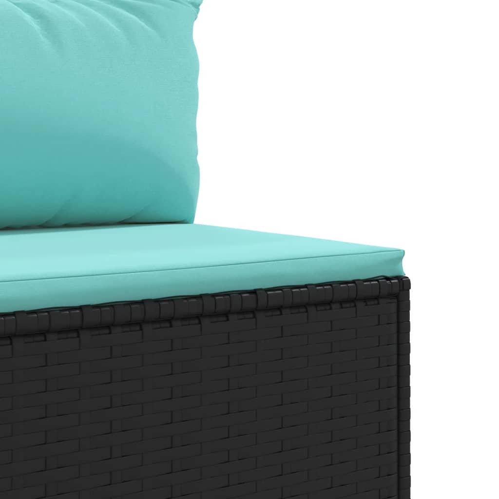 Set mobilier de gradina cu perne, 5 piese, negru, poliratan — imaginea 7
