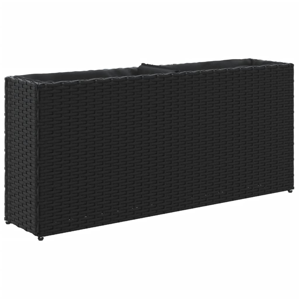 Jardiniera de gradina cu 2 ghivece, negru 90x20x40 cm poliratan