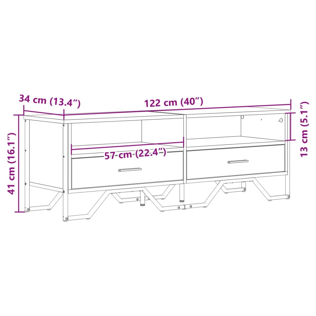 Dulap TV, stejar sonoma, 122x34x41 cm, lemn prelucrat — imaginea 10
