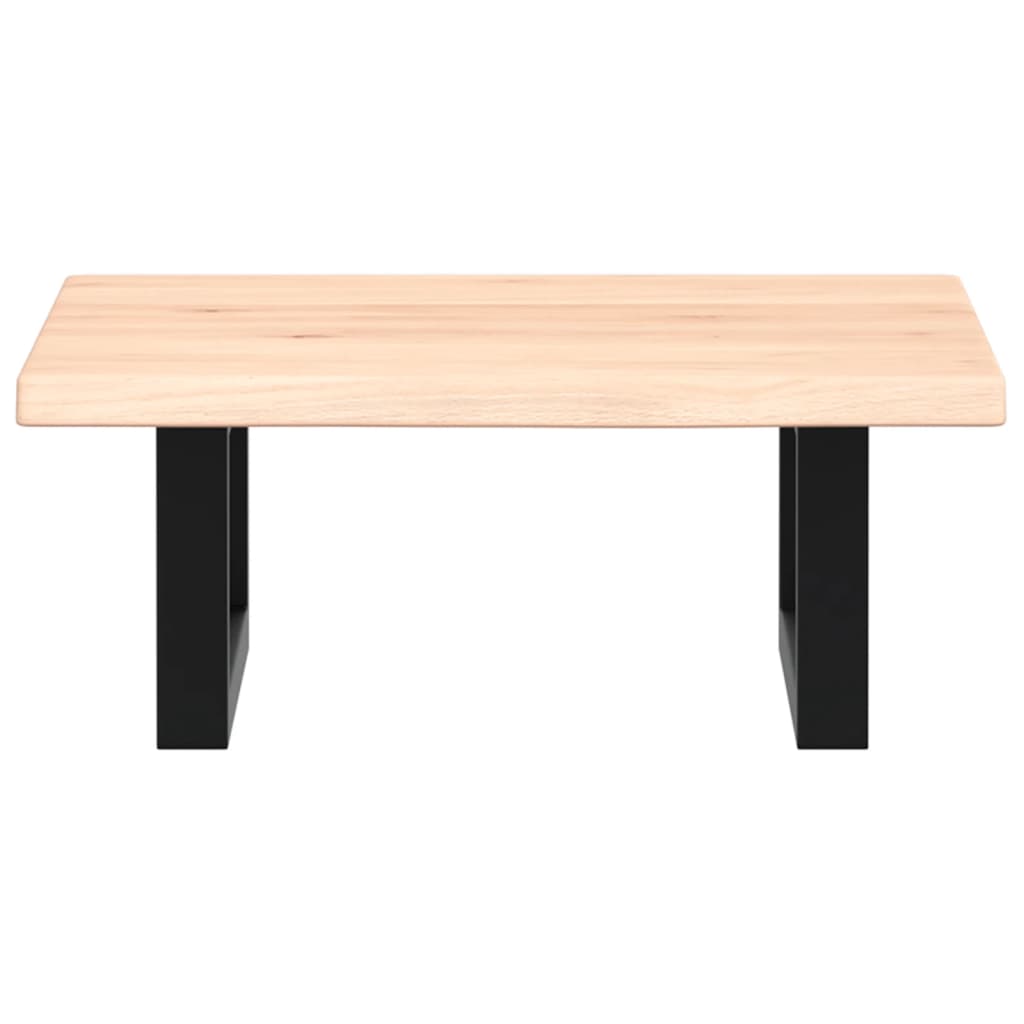 Raft pentru lavoar montat pe perete, otel și lemn masiv stejar, maro și negru, mărime 40x50x2 cm, model dreptunghiular — imaginea 4