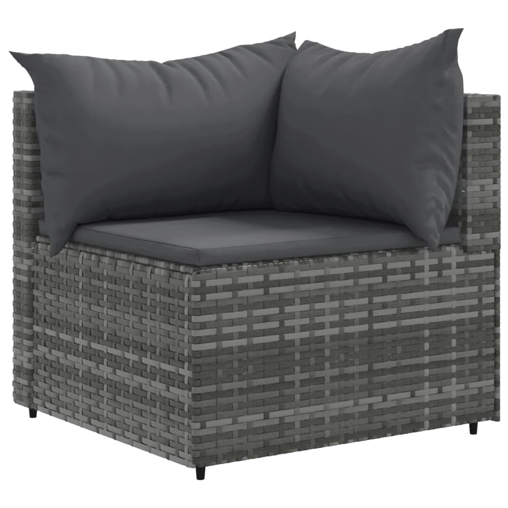 Set mobilier de gradina cu perne, 10 piese, gri, poliratan — imaginea 3