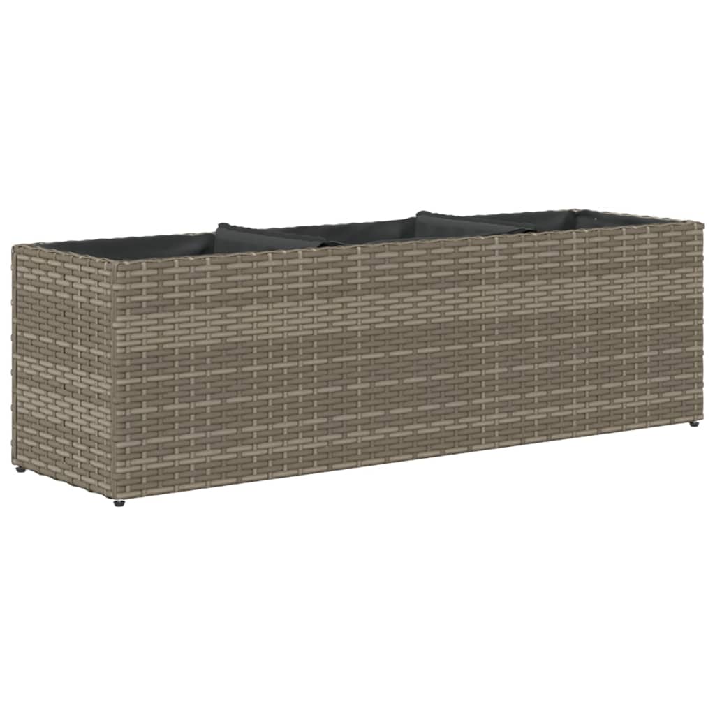 Jardiniera de gradina cu 3 ghivece gri 105x30x32 cm poliratan — imaginea 7