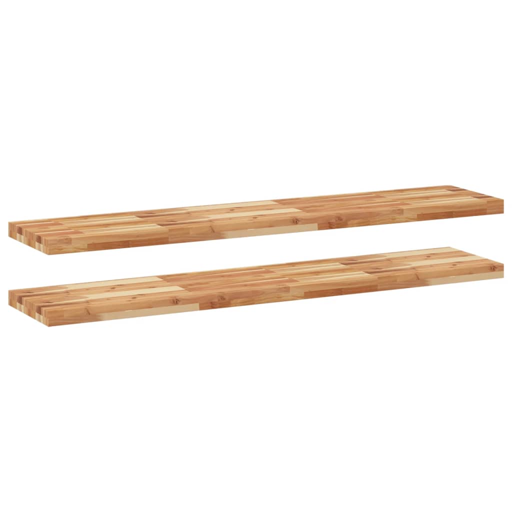 Rafturi suspendate 2 buc. 160x30x4cm lemn masiv acacia netratat, finisat în ulei