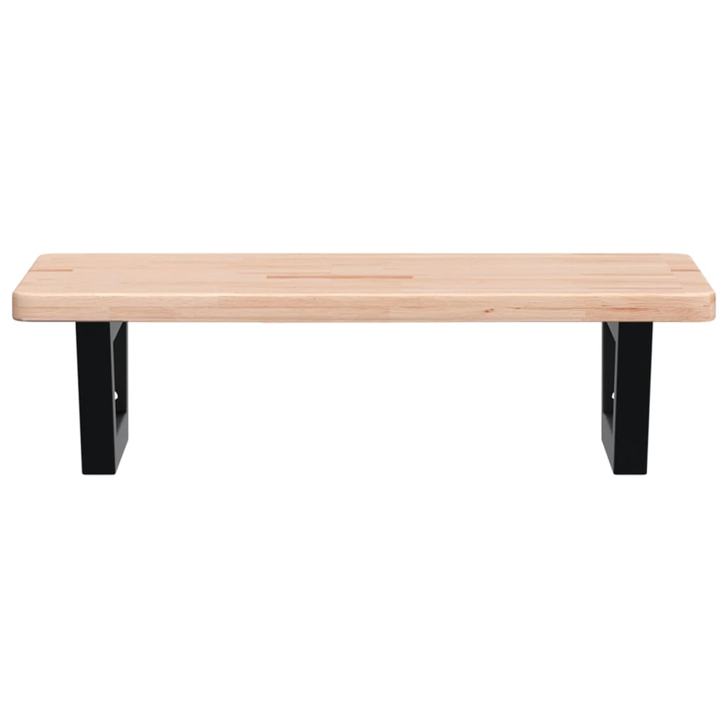 Raft pentru lavoar montat pe perete, otel și lemn masiv stejar, maro și negru, mărime 60x40x2.5 cm, model trapez — imaginea 4