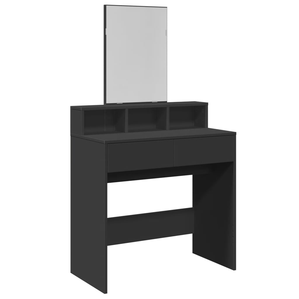 Masa de toaleta cu oglinda, negru, 80x41x144,5 cm