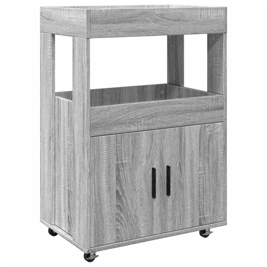 Carucior de bar, gri sonoma, 60x39,5x89 cm, lemn prelucrat