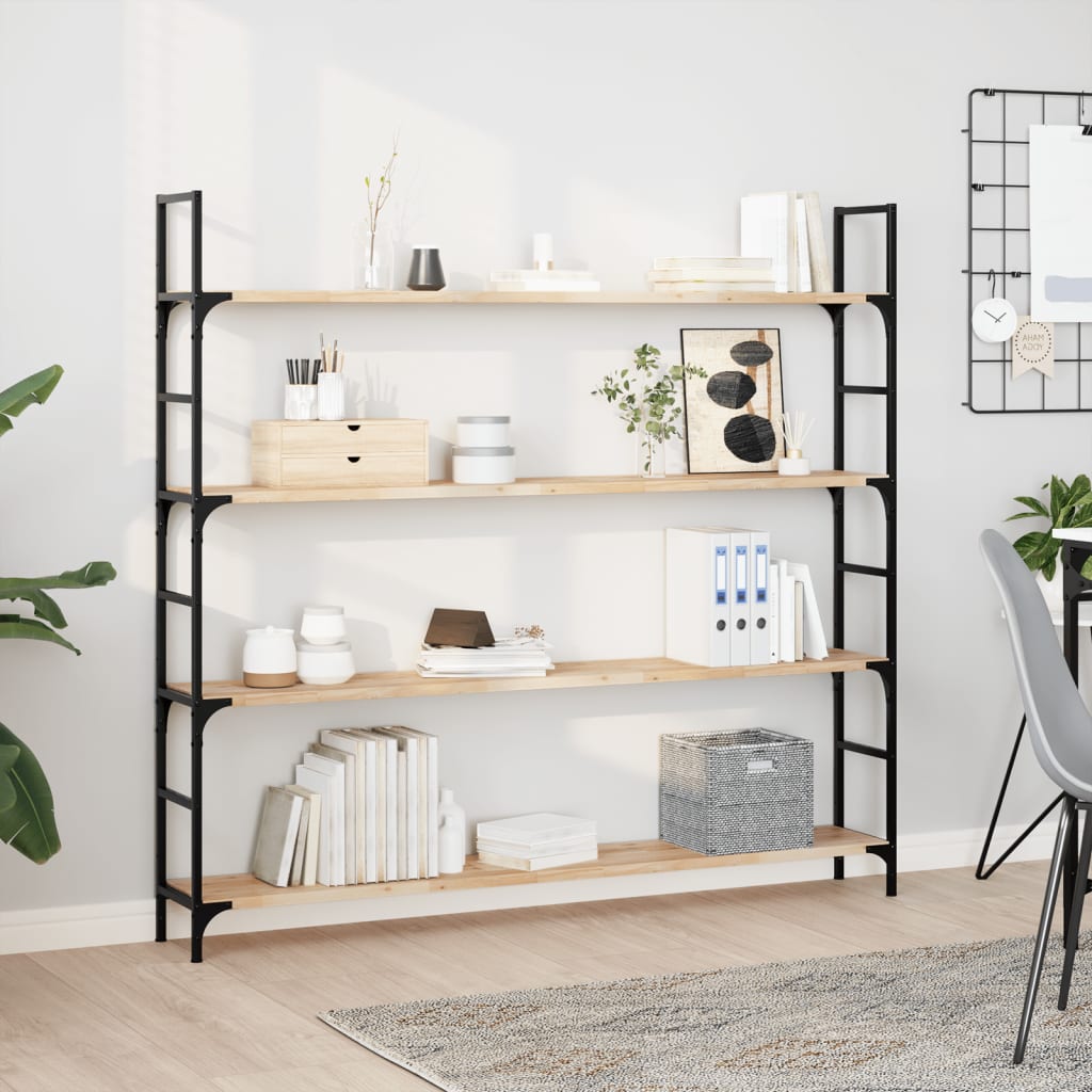 Rafturi suspendate 3 buc. 160x20x2cm lemn masiv acacia netratat, natural — imaginea 2