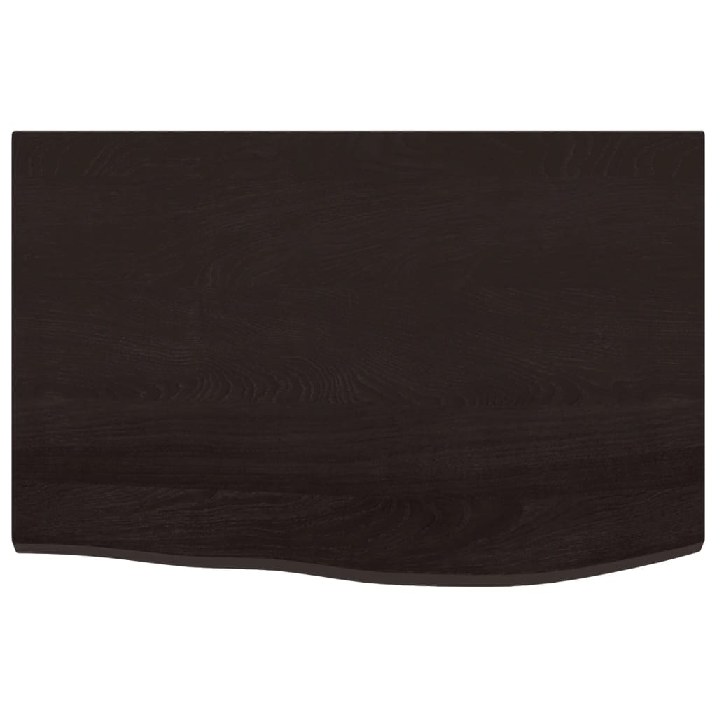 Raft pentru lavoar montat pe perete, otel și lemn masiv stejar, maro închis și negru, mărime 60x40x2 cm, model trapez — imaginea 8