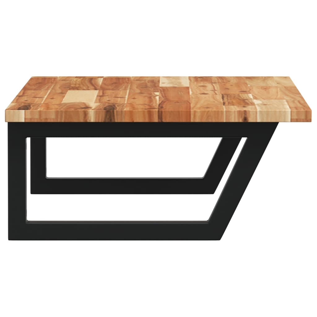 Raft pentru lavoar montat pe perete, otel și lemn masiv acacia, maro închis și negru, mărime 60x50x2 cm, model trapez — imaginea 5