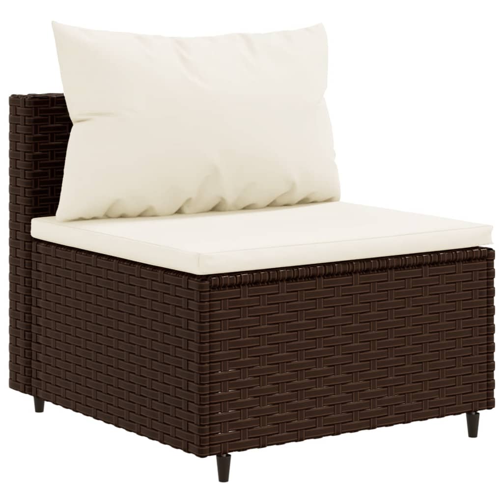 Set canapele de gradina cu perne, 11 piese, maro, poliratan — imaginea 4