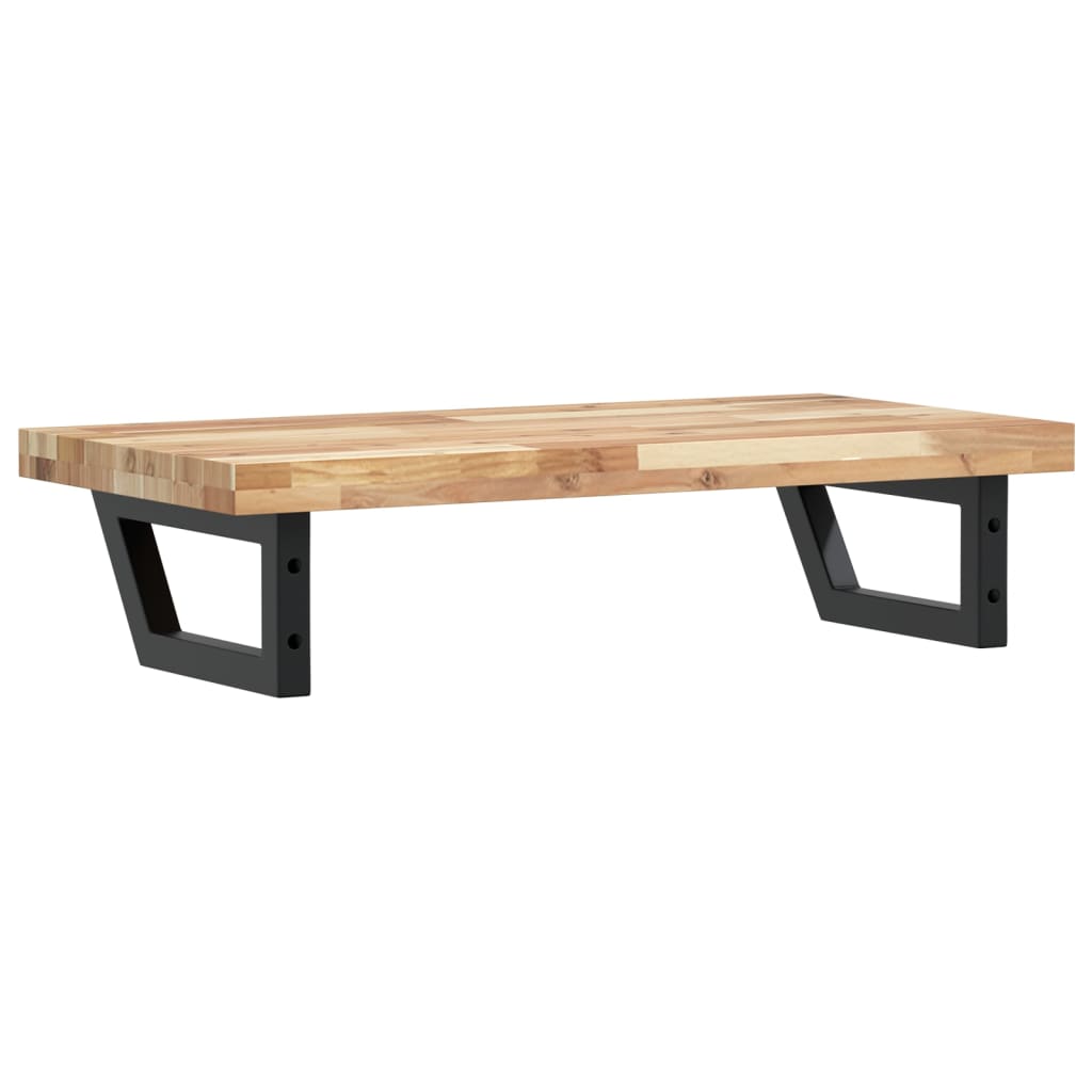 Raft pentru lavoar montat pe perete, otel și lemn masiv acacia, maro și negru, mărime 60x40x4 cm, model trapez — imaginea 6
